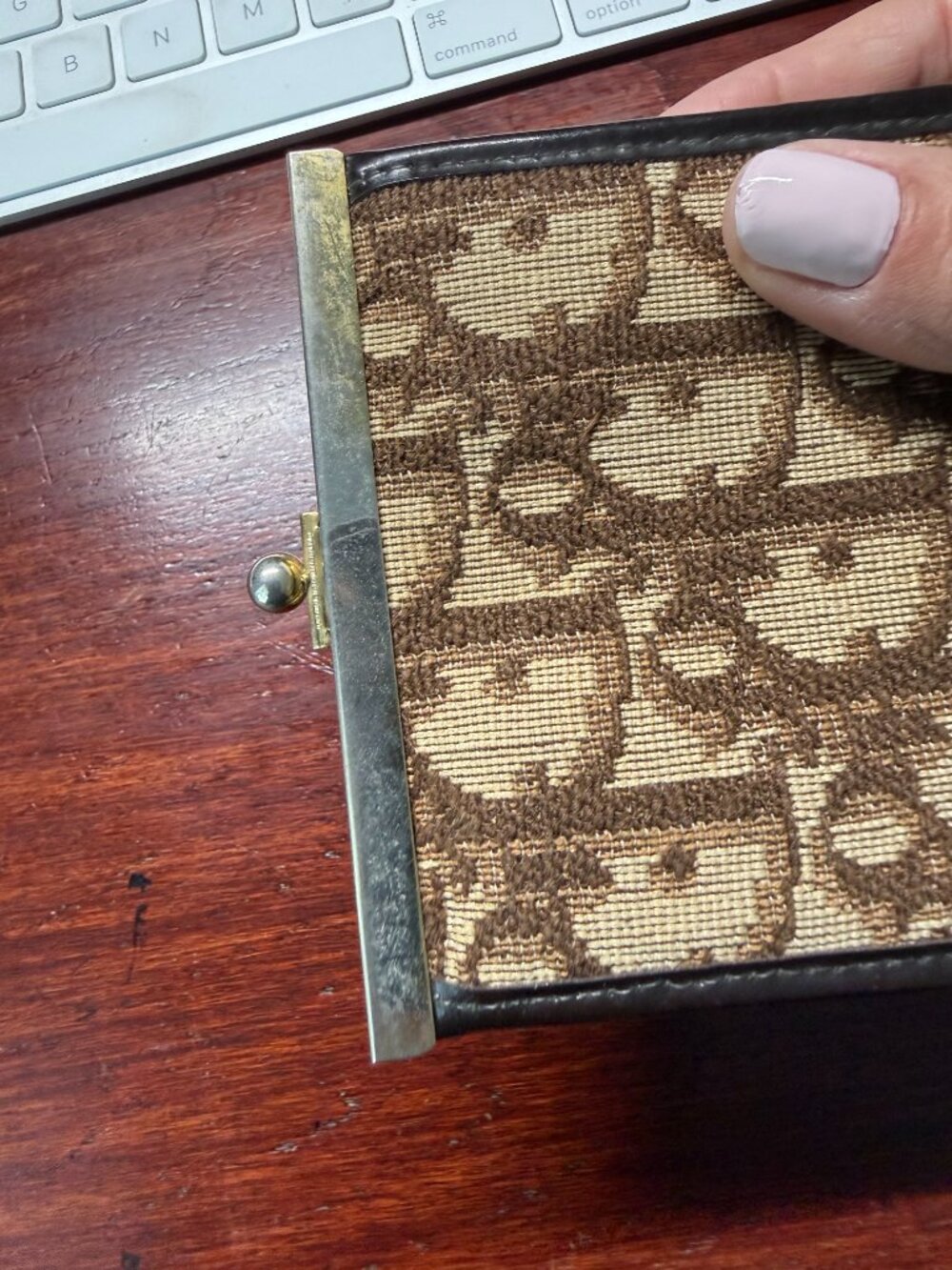 Authentic Vintage Christian Dior Trotter / Oblique Monogram Kiss-Lock Coin Purse - Picture 9 of 10